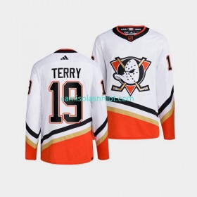 Camiseta Anaheim Ducks Troy Terry 19 Adidas 2022-2023 Reverse Retro Branco Authentic - Homem